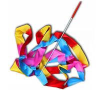 Naroote Rubans de Danse de 4 M, Baguettes de Banderoles de Gymnastique, Poignée Rouge, Danse et Gymnastique pour Enfants, Adaptées aux Fêtes d'anniversaire (#12)