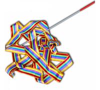 Naroote Rubans de Danse de 4 M, Baguettes de Banderoles de Gymnastique, Poignée Rouge, Danse et Gymnastique pour Enfants, Adaptées aux Fêtes d'anniversaire (#11)