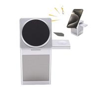 Naroote Station de Charge sans Fil avec Haut-Parleur Bluetooth et Réveil, Chargeur sans Fil 3 en 1 pour écouteurs de Montre de Téléphone, Affichage animé Pixel 15 W Charge Rapide