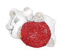 Naroote Statue de Chat Porte-Bonheur à Bras Agitant à énergie Solaire, pour Décoration de la Maison, Matière Plastique, 4,3 Pouces (Chat Porte-Bonheur Oreilles Blanches)