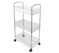 Naroote Support de Rangement de Cuisine Multifonctionnel à 3 Niveaux, Chariot de Rangement Mobile pour Cuisine Salle de Bains évier Pet 201 Acier Inoxydable (L)