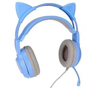 Naroote SYG25 Casque de Jeu Cat Ear, Casque de Jeu élégant avec Contrôle du Volume, pour Les Joueurs sur PC et Console, USB + 3,5 Mm, Conception Supra-auriculaire (Blue)