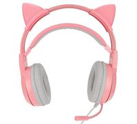 Naroote SYG25 Casque de Jeu Cat Ear, Casque de Jeu élégant avec Contrôle du Volume, pour Les Joueurs sur PC et Console, USB + 3,5 Mm, Conception Supra-auriculaire (Pink)