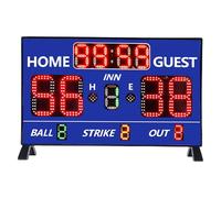 Naroote Tableau de Bord de Baseball, Lumières LED Lumineuses à 12 Chiffres, Télécommande, Portable, Rechargeable, Gardien de Score de Softball avec Manches, Balles, Frappes, Sorties