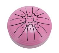Naroote Tambour de la Langue en Acier 4 Pouces Mini 8 Notes en Carbone en Acier en Métal Tambour à Main avec Batteaux et Livres Musicaux de Méditation Pratiques Divertissement (PINK)
