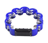 Naroote Tambourin à Manivelle Agréable pour Adultes avec Doubles Jingles pour Groupes ou Orchestres, Matériau ABS Robuste, Noir (BLUE)