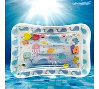 Naroote Tapis de Jeu Gonflable pour bébé, pour Stimulation Sensorielle, avec Jouets de la Vie Marine, pour Tout-Petits, PVC Bleu, 50x70cm