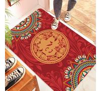 Naroote Tapis de Sol Chinois Rouge de Construction de qualité Supérieure, Paillasson Absorbant Idéal, Design de Festival, Facile à Nettoyer, Velours Cristal, 40 × 60 Cm, Atmosphère de Printemps du