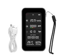 Naroote 【titre】Détecteur de qualité de L'air Détecteur Portable de qualité de L'air Extérieur avec Boîtier ABS 0 à 30% D'O2 300 à 1 100 HPa Lampe de Poche Exportation de Données pour