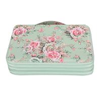 Naroote Trousse à Crayons 200 Emplacements Rose Fermeture éclair Imprimée Rangement de Papeterie pour étudiants en Art 20.5x28x7 Cm étui en Tissu (Rose sur Fond Vert)