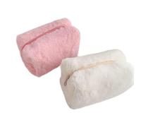 Naroote Trousse de Maquillage en Peluche, Organisateur de Cosmétiques Portable et Doux, Pochette de Maquillage étanche à la Poussière et à l'eau avec Protection, Idéale pour Les Filles et Les