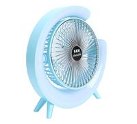 Naroote Ventilateur de Bureau à Veilleuse LED, 3 Réglages de Vitesse, Batterie Rechargeable par USB de 1800 MAh, Lumières Changeantes de Couleur, Mini Ventilateur Silencieux avec Réduction du Bruit,