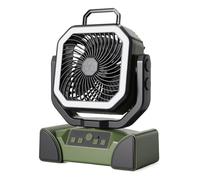 Naroote Ventilateur de Camping Portable, Ventilateur Brumisateur alimenté par Batterie Rechargeable de 20 000 MAh avec Télécommande, Réglable à 90 °, Lumière LED et Minuterie, Idéal pour (GREEN)