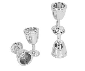 Naroote Verre à Vin Miniature pour Maison de Poupée, Mini Verres à Champagne pour Décoration de Maison de Poupée, Idéal pour Agrandir Le Monde de la de et Raconter des Histoires (4 Argent)