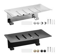 NAROSEBE 2 Pcs Porte Savon Mural avec 2 Crochets, Porte Savon INOX avec Drainage, Support Savon Salle de Bain Anti-Rouille, Support de Savon Mural Adhésif, pour Éponge Évier Salle de Bain Cuisine