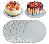 NAROSEBE 8 Pcs Plateau à Gâteaus Rond, Support Gâteau Cartons 20 cm, Disque Gâteau Argent, Carton Pâtisserie Rond, Carton Présentation Gâteau, Plat Gâteau Rond Antiglisse, pour Cuisson Gâteau Tarte