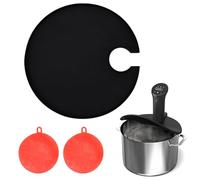 NAROSEBE Couvercle sous Vide pour Cuisson pour Casseroles 28cm, Couvercle sous Vide en Silicone pour Casseroles, Couvercle en Silicone pour Pot à Soupe Isolée, pour Poêle Thermoplongeur Cuisine, Noir