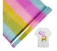 NAROSEBE Flex Thermocollant Textile Pailleté, Vinyle Thermocollant Coloré 30,5x152cm, Rouleau Vinyle Thermocollant, Feuille Thermocollante Tissu en Arc en Ciel, pour DIY Vêtement T-Shirt Pantalon