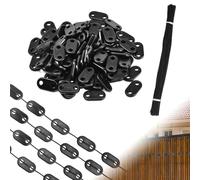 NAROSEBE Kit de Fixation pour Brise Vue, 200 PCS Fixation Noir pour Canisses et Brise-Vues, 100 Clips de Montage en PVC avec 100 Attaches de Câble Plate de Montage, Clips de Montage pour Jardin Balcon