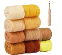 NAROSEBE Kit Feutrage Laine avec Aiguille, Laine Cardée Naturelle 10 Couleurs pour Débutant, DIY Artisanat