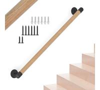 NArra - Rampe d'escalier ronde en bois de 90 cm - Support mural - Garde-corps de sécurité pour personnes âgées, enfants, handicapés - Marron - Antidérapante, Résistant à la corrosion, Support mural