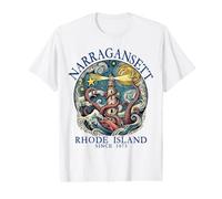 Narragansett Rhode Island Phare de Pieuvre Depuis 1675 Bleu T-Shirt Graphique avec Valeur