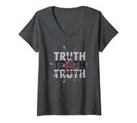 Narrateur Peu fiable La vérité est la Perception Subjective T-Shirt avec Col en V, Femme, Chiné Foncé, XXL