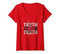 Narrateur Peu fiable La vérité est la Perception Subjective T-Shirt avec Col en V, Femme, Rouge, S
