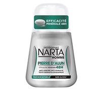 NARTA - Déodorant Homme Bille À La Pierre D'Alun - Efficacité Minérale 48H - Anti-Odeurs & Anti-Humidité - Formule Hypoallergénique - 0% Alcool* - Fraîcheur Naturelle - 50 ml