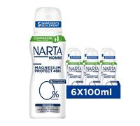 NARTA Magnesium Protect Invisible Déodorant pour Homme 100 ml - Pack de 6