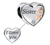 NARTGO Breloque en forme de cœur avec inscription « I Love You Mom Wife Auntie Sister Grandma Nana » compatible avec les bracelets Pandora, Cuivre, Pas de gemme