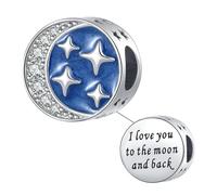 NARTGO Breloque « I Love You to the Moon and Back » compatible avec les bracelets à breloques Pandora, Métal, Pas de gemme