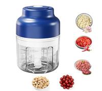 Nartionwant Electric Garlic Chopper Mini,320ml Usb Rechargeable Garlic Mincer,Food Chopper Electric Tool,Home Kitchen Garlics Choppers with 6 Blades for Onions Peppers Spices Ginger Minced (Blue)