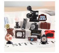 Narunii Miniatures Ornement Rétro,Mini Ornement de Maison,Figurines de Petits Furniture,Modèle en Résine pour Tourne-Disque,Radio,Caméra,Lampe de Table, (13 Pièces)
