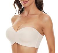 NARUPE Soutien-gorge push-up sans bretelles pour femme - Soutien-gorge sans bretelles grande taille, Nude, 115E