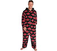 Naruto Combinaison Pyjama Homme et Ado M-3XL, Polaire à Capuche Akatsuki, Tenue d'Intérieur Homme, Idée Cadeau Anime (M, Noir/Rouge)