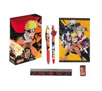 Naruto Ensemble de Papeterie pour Garçon, Comprend Un Cahier, Une Règle, Un Crayon, Un Stylo et Une Boîte, Cadeau pour Enfants et Adolescents