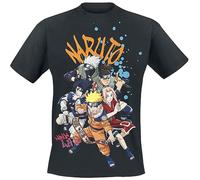 Naruto Équipe Homme T-Shirt Manches Courtes Noir XL 100% Coton Regular/Coupe Standard