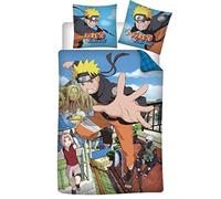 Naruto Hokage Housse de Couette 140x200 + Taie 65x65 Coton Cadeau | Parure de lit réversible 1 personne | Coton naturel respirant | Manga officiel | Ado | Cadeau | Lavable en machine