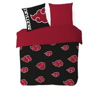 Naruto - Housse De Couette Naruto Akatsuki 200x200 cm + 2 Taies D'Oreiller 63x63 cm - 100% Coton - Noir