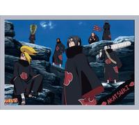 Naruto - Poster - Akatsuki + cadre amovible, Shinsuke® Maxi MDF argenté, vitre acrylique