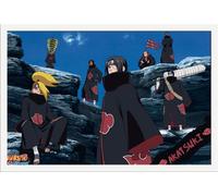 Naruto - Poster - Akatsuki + cadre amovible, Shinsuke® Maxi MDF blanc, vitre acrylique