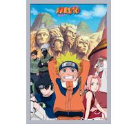 Naruto - Poster - Group + cadre amovible, Shinsuke® Maxi MDF argenté, vitre acrylique