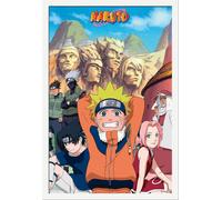 Naruto - Poster - Group + cadre amovible, Shinsuke® Maxi MDF blanc, vitre acrylique