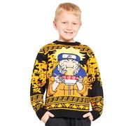 NARUTO Pull de Noel Christmas Jumper Tricot Sweat Noel Enfant Sweat Enfant Ado Garcon 9-16 Ans (Noir/Jaune, 9-10 Ans)