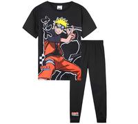 Naruto Pyjama Garçon et Ado Ensemble Pyjama 2 Pièces Tee Shirt et Pantalon Long Loungewear Set Tenue de Nuit Cadeau Anime (11-12 Ans, Noir)
