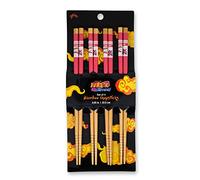 Naruto : Shippuden Ichiraku Ramen Lot de 4 baguettes en bambou | Ensemble d'ustensiles pour nouilles ramen, vaisselle japonaise pour la cuisine à la maison | Collection officielle manga anime