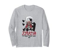 Naruto Shippuden Jiraiya Large Toad Sage with Kanji Anime Manche Longue, Unisexe pour Adultes, Gris Chiné, S
