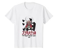 Naruto Shippuden Jiraiya Large Toad Sage with Kanji Anime T-Shirt, Enfant, Blanc, 8 Ans