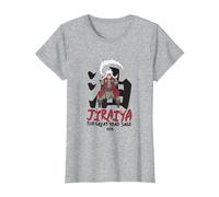 Naruto Shippuden Jiraiya Large Toad Sage with Kanji Anime T-Shirt, Femme, Gris Chiné, S